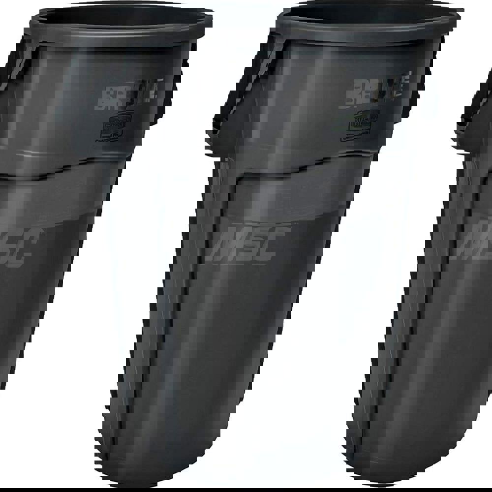 Vented Round Brute Container, 32 gal, Plastic, Black, 6/Carton